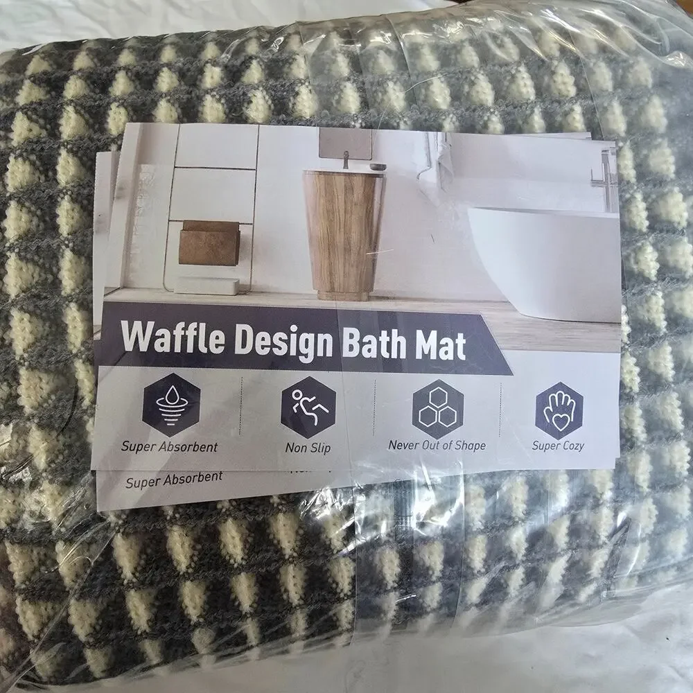 Amoami Waffle Runner Mat Navy Non Slip Super Absorbent 17